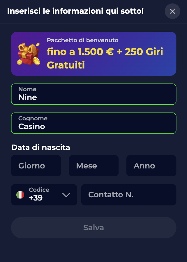 ninecasino registration